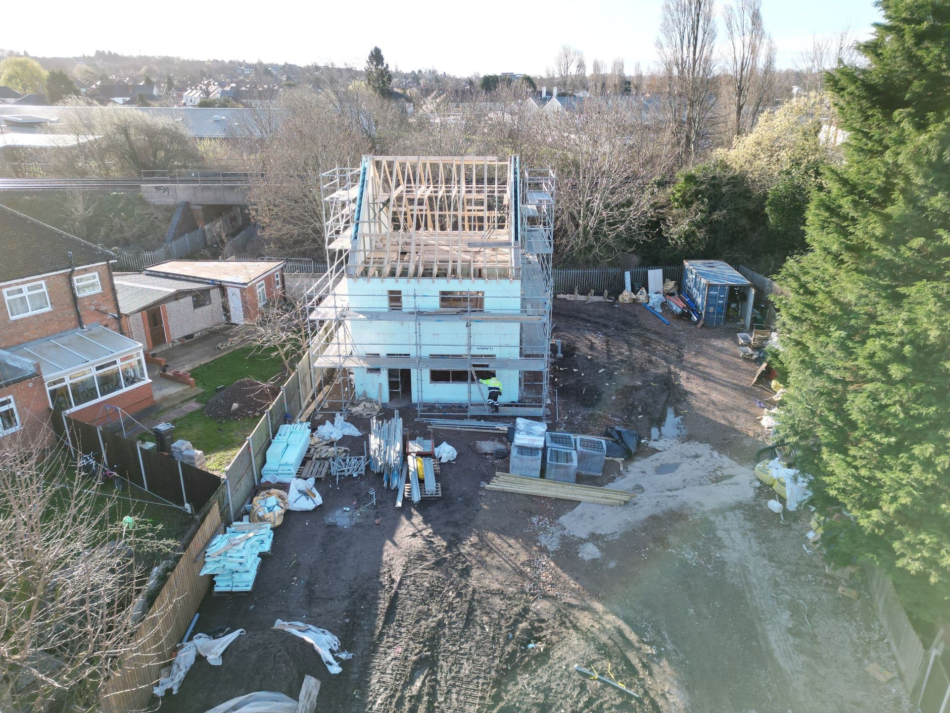 St Michael's Crescent — Roof structure on, ready for coverings